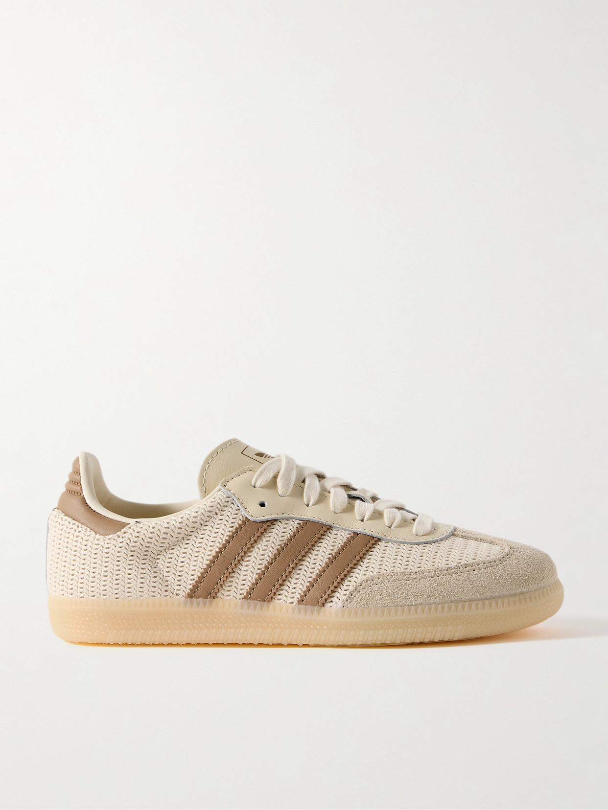 adidas Originals Samba Og Leather And Suede-Trimmed Crochet Sneakers in  Natural | Lyst Australia