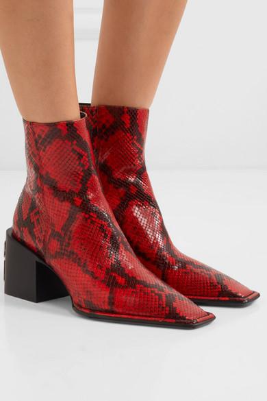 Alexander Wang Snakeskin Pattern Ankle Boots in Red | Lyst