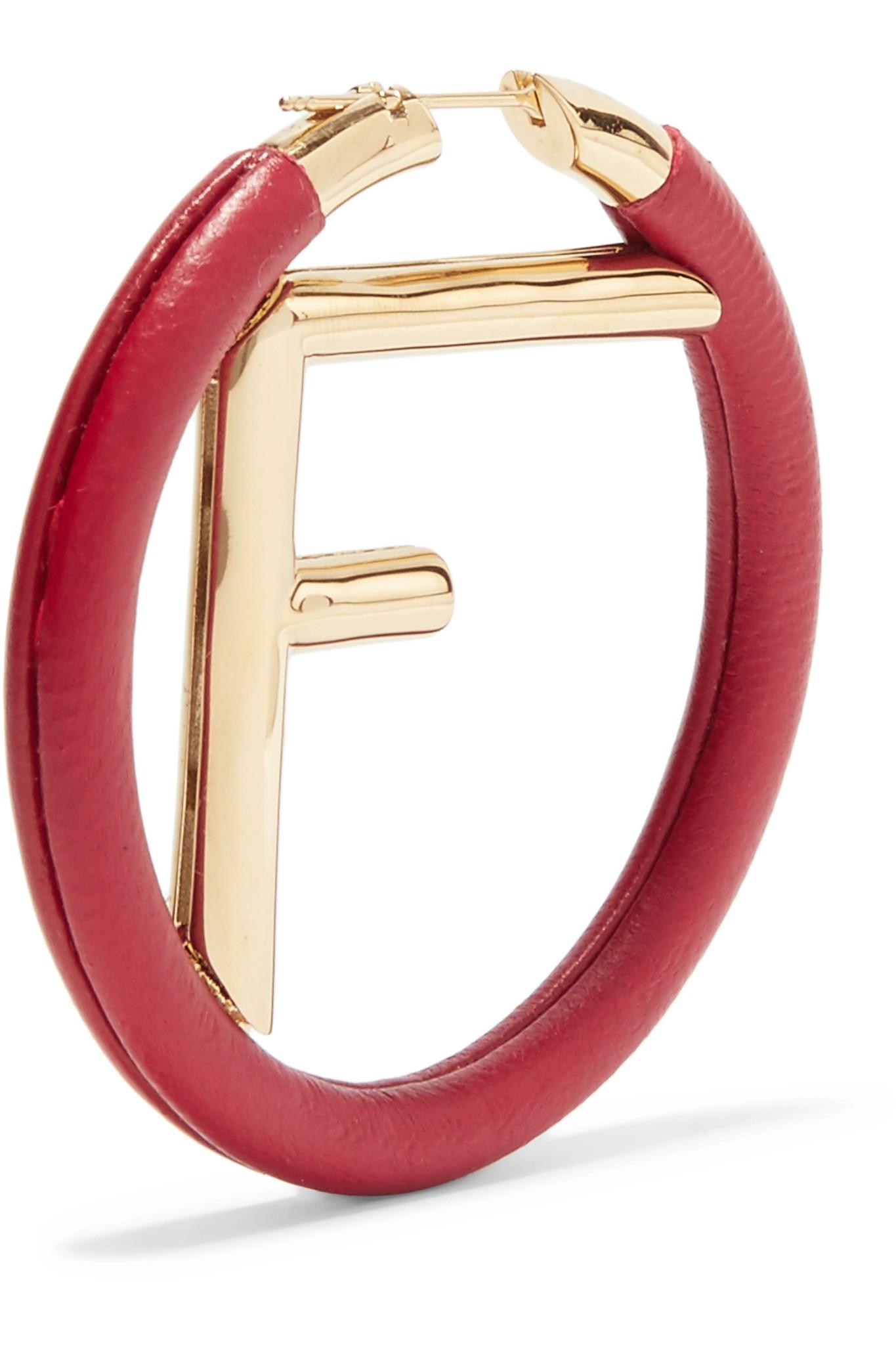 Fendi F is For Fendi Single Hoop Earring (Red/Gold)