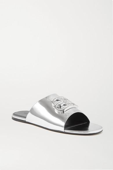 Balenciaga Synthetic Oval Bb Sandal in Silver (Metallic) | Lyst