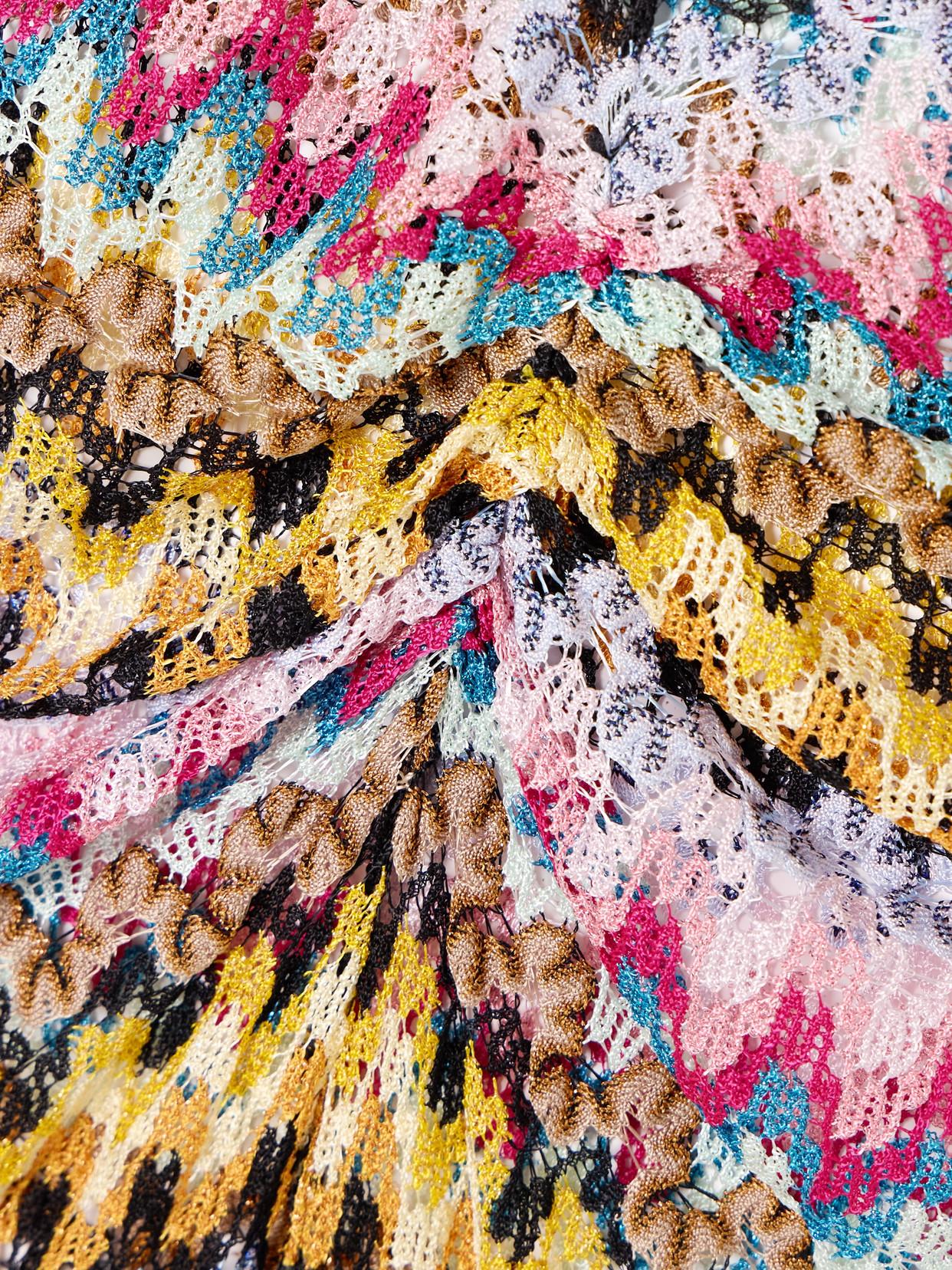 「MISSONI」メタリッククロシェニット レイヤード スカート MISSONI Pleated sequined striped metallic crochet-knit maxi