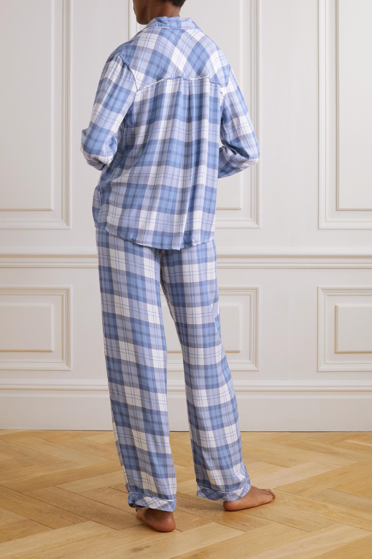 Womens Clothing Nightwear and sleepwear Pyjamas Rails Clara Checked Flannel Pajama Set in Blue 