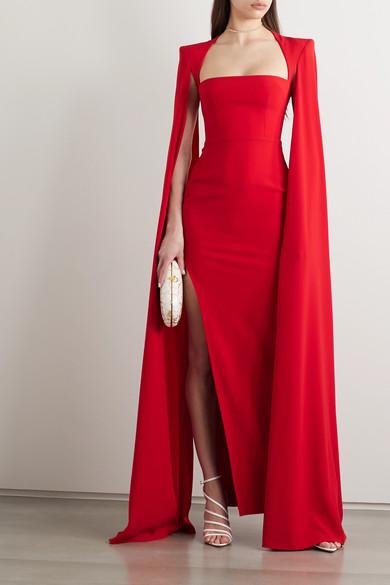 Laurel Cape-effect Crepe Gown 