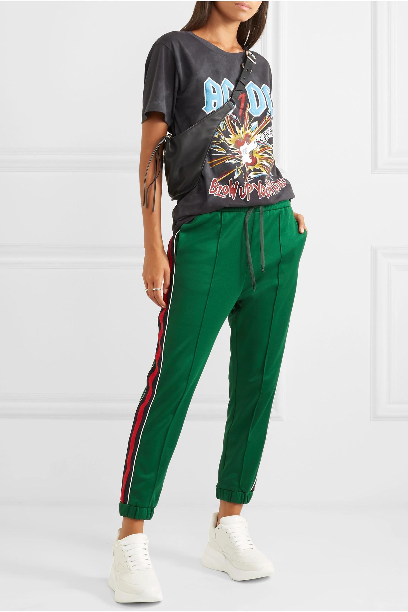 Et bestemt pris rulletrappe Gucci Striped Tech-jersey Track Pants in Green | Lyst
