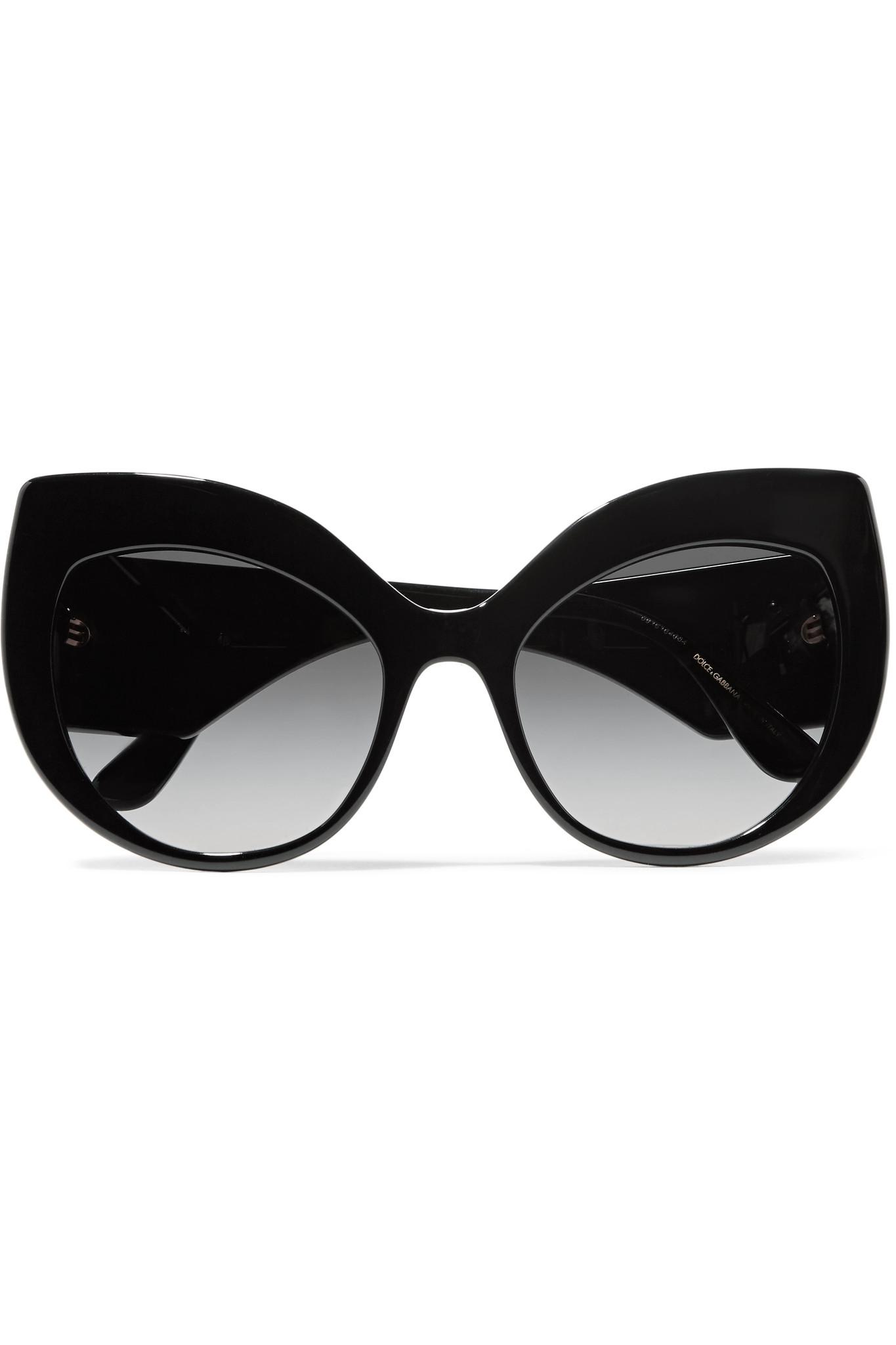 Dolce & Gabbana Crystal-embellished Cat-eye Acetate Sunglasses in Black