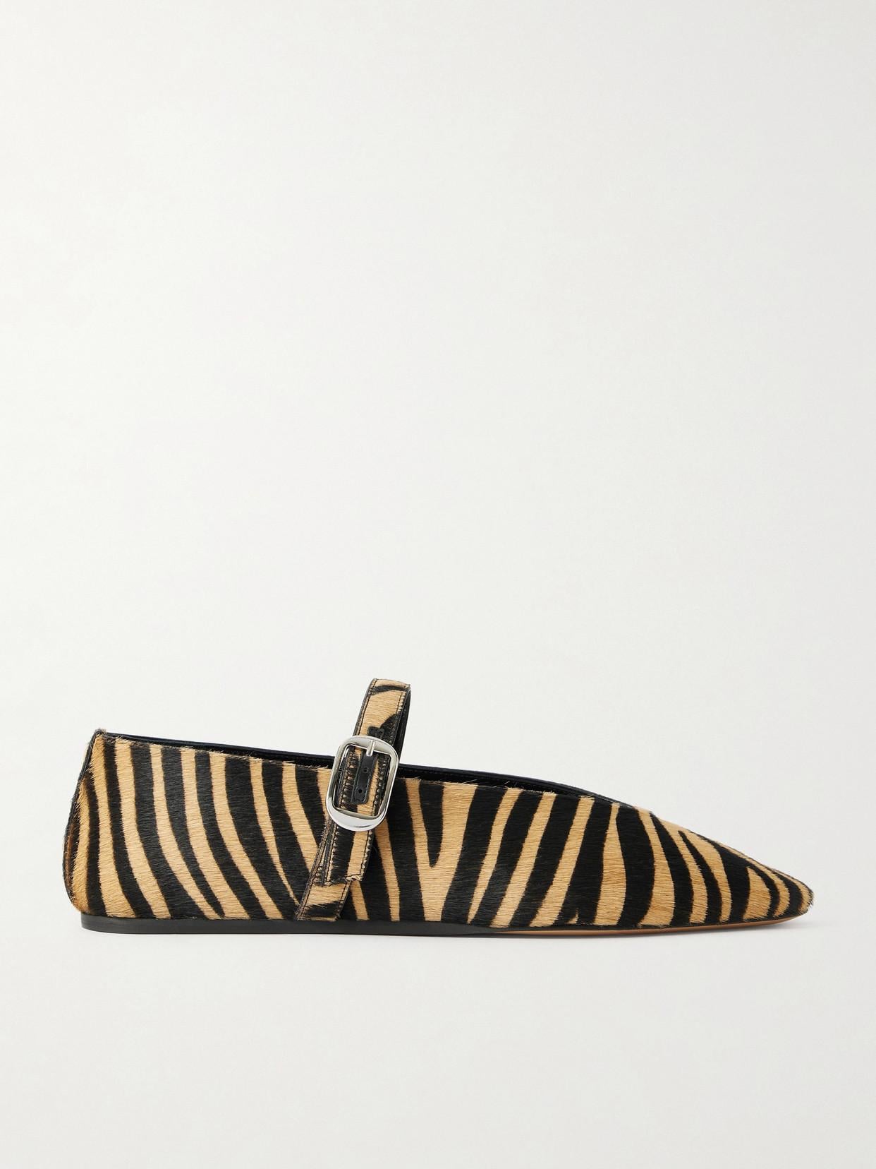 Le Monde Beryl Stella Zebra-Print Calf Hair Mary Jane Ballet Flats