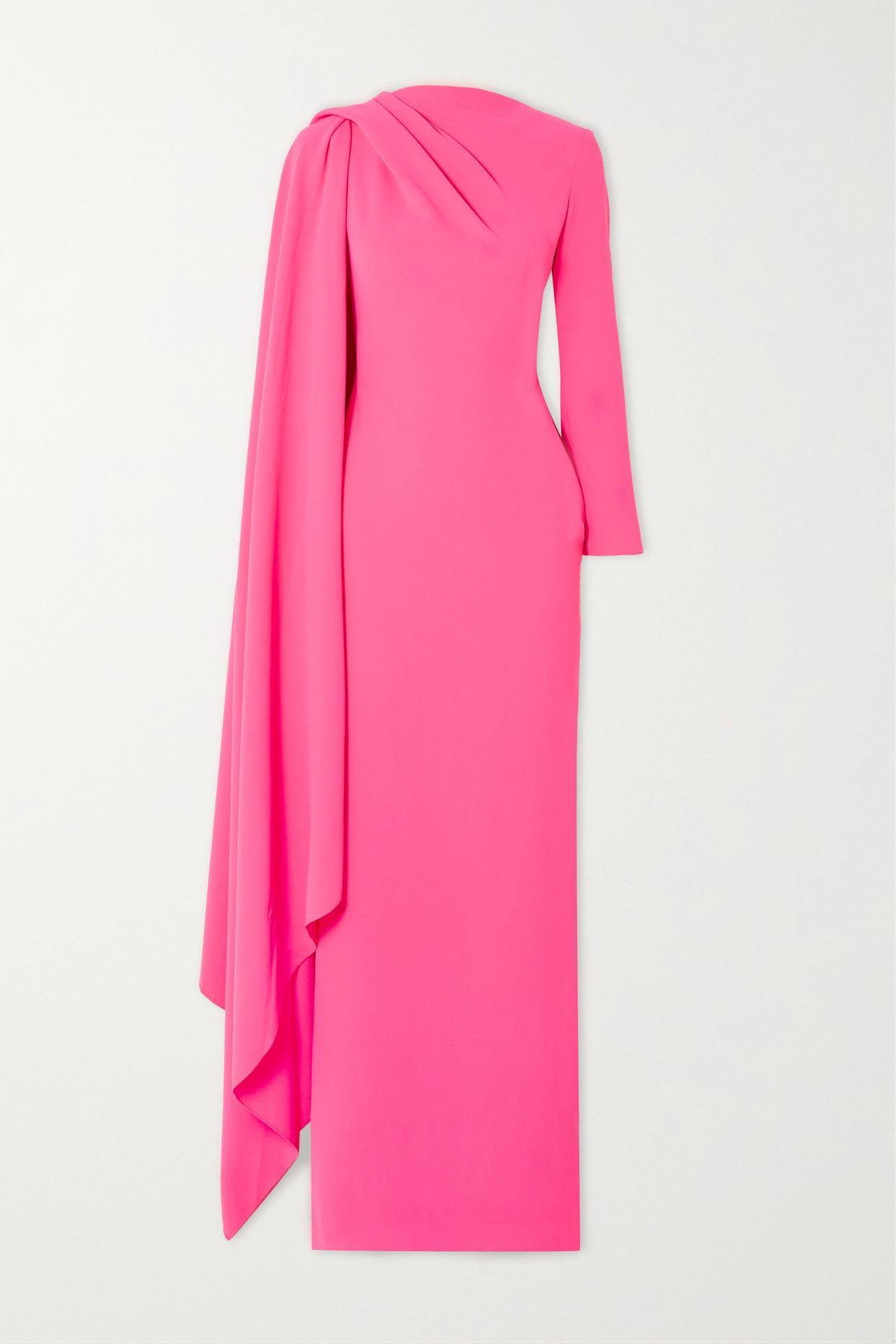 Solace London Lydia One-sleeve Cape-effect Crepe Maxi Dress in Pink | Lyst