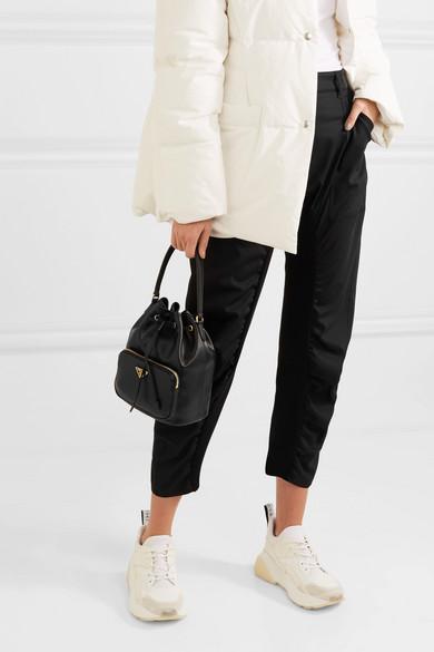 leather bucket bag prada