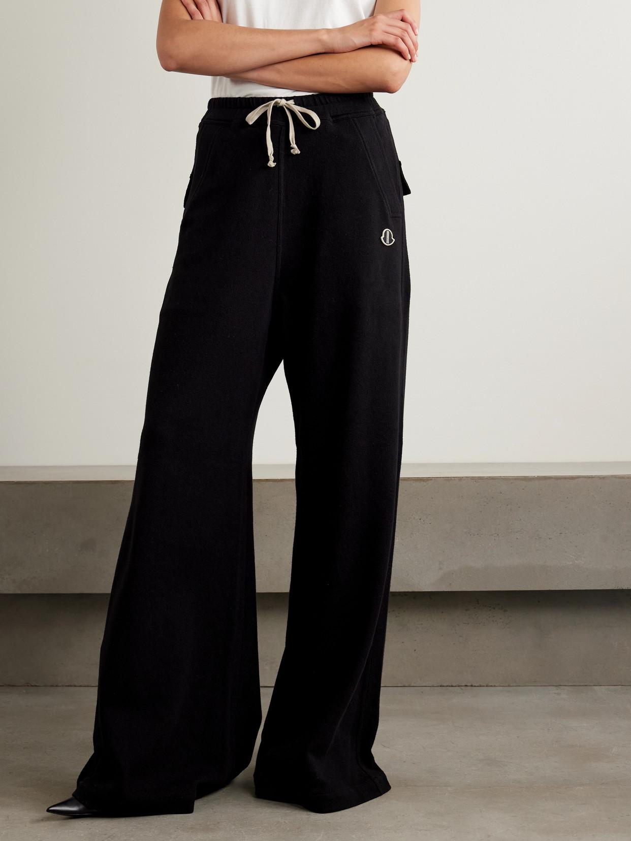 Rick Owens Moncler Belas Appliquéd Cotton-Jersey Wide-Leg Track - Main Image