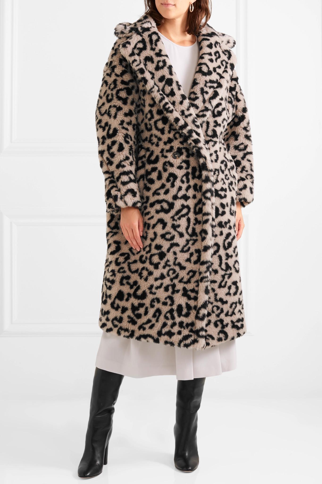 Max Mara Oversized Leopard-print Faux Fur Coat in Beige (Natural) - Lyst