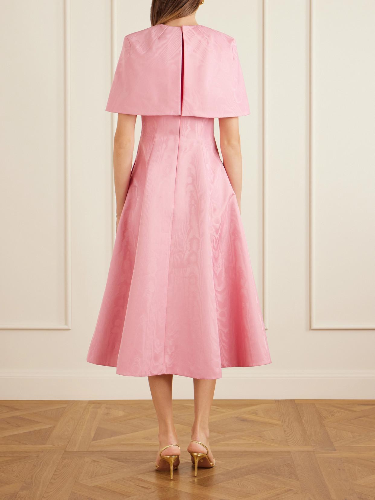 emilia wickstead pink cape dress Emilia Wickstead Blaine Cape-overlay Stretch-woven Midi Dress In Light Pink