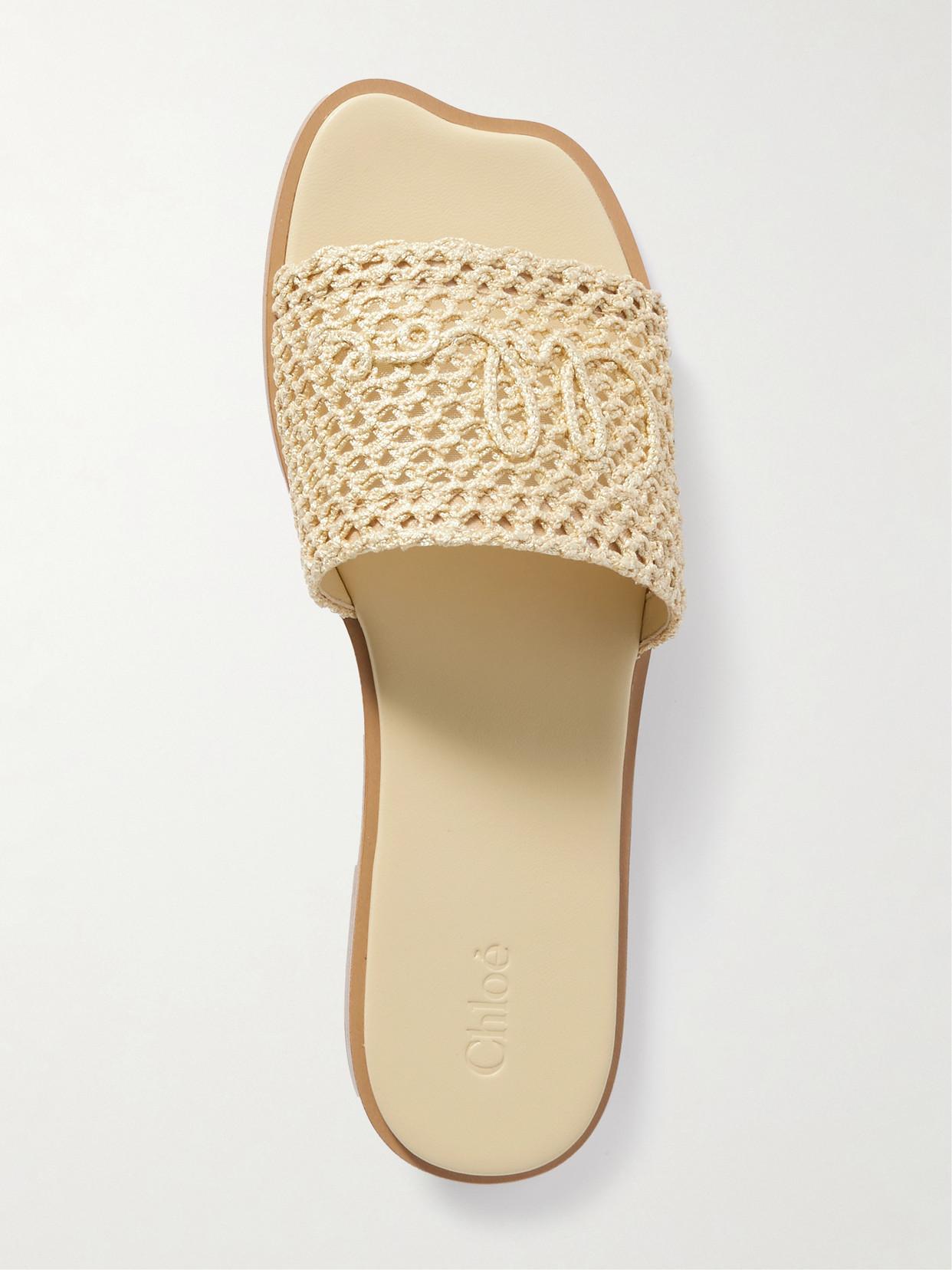 Chloé Flower Crocheted Slides in Natural | Lyst