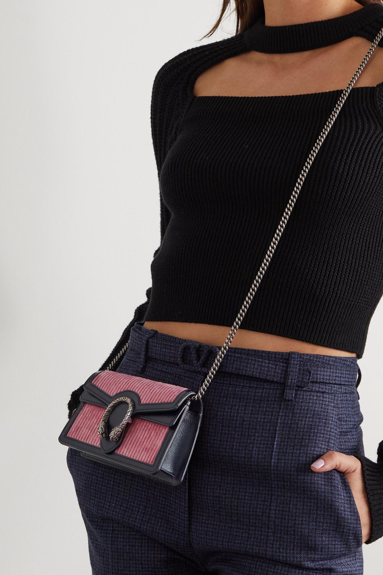 Gucci Dionysus Super Mini Leather-trimmed Corduroy Shoulder Bag in