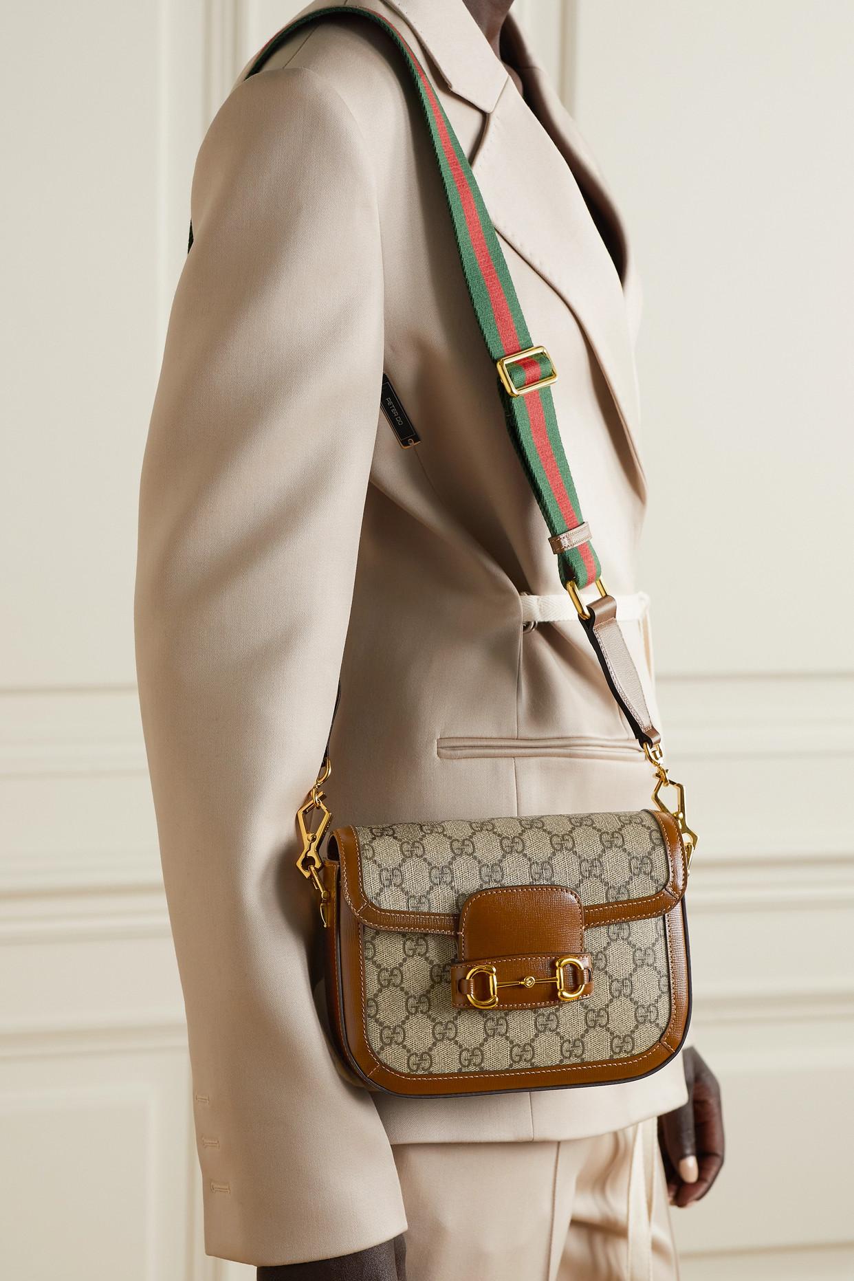 Gucci Horsebit 1955 Mini Leather-trimmed Printed Coated-canvas Shoulder Bag  in Brown | Lyst