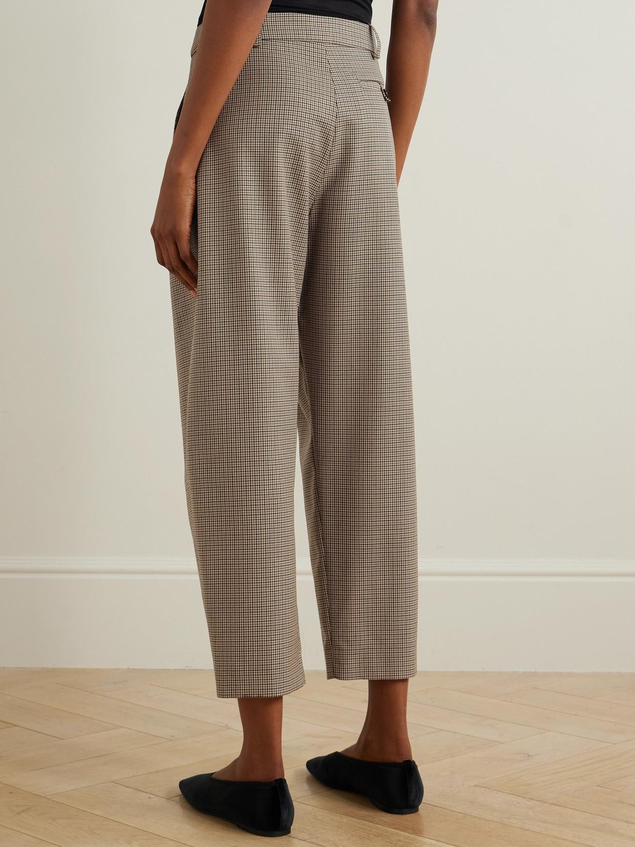 パンツ Stella McCartney Houndstooth foot pants Women Brown Pleated Houndstooth Wool Pants | Stella McCartney US