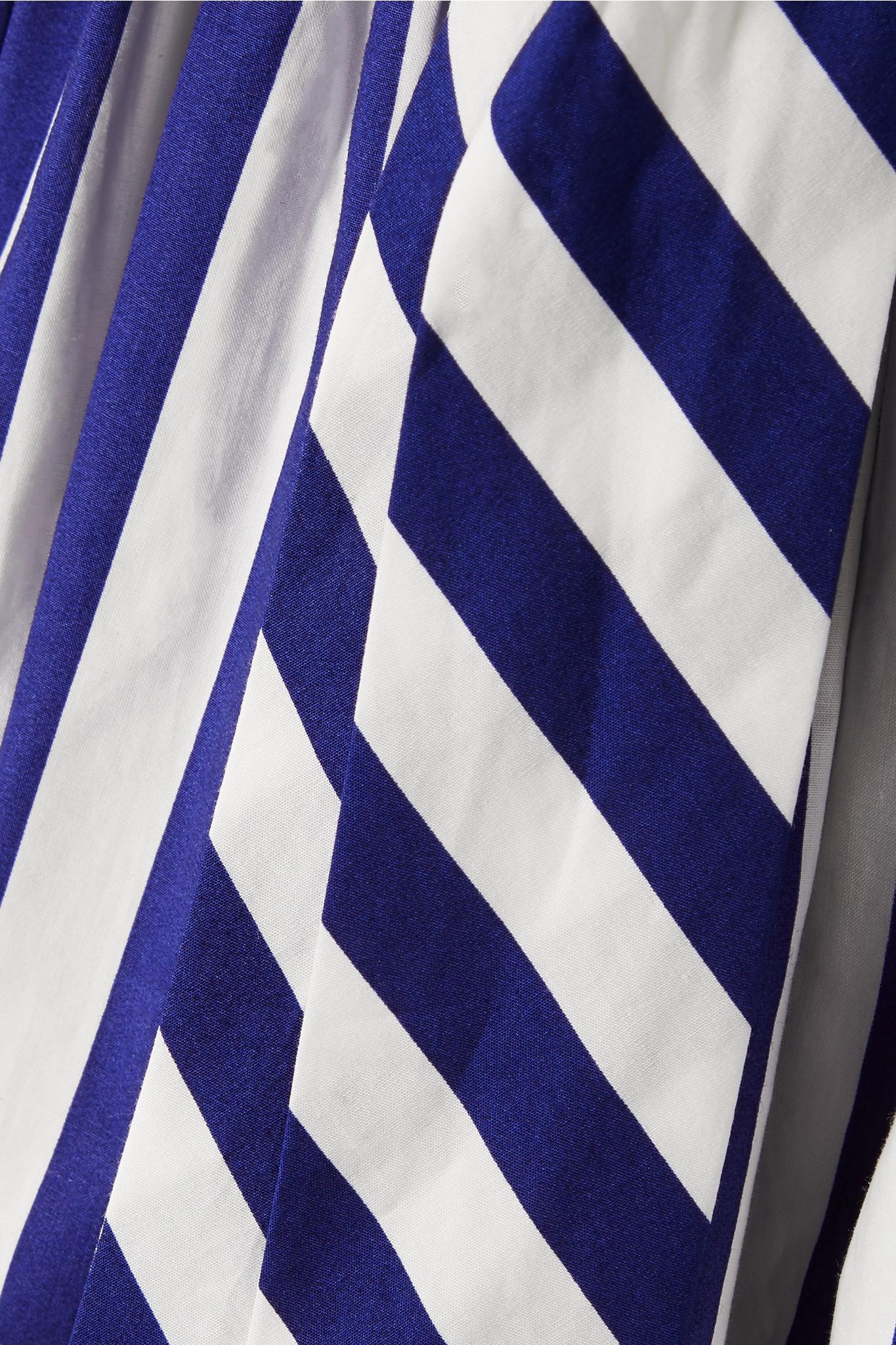 stripe ruffle cotton maxi dress