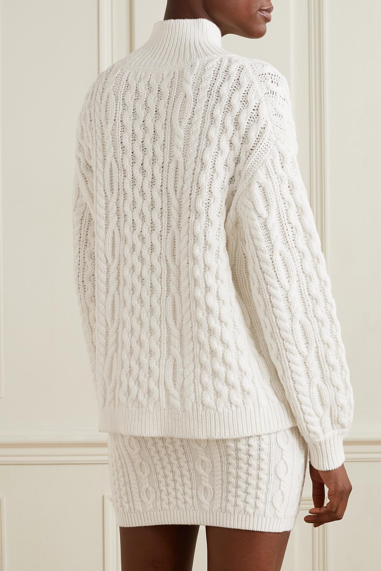 Alice + Olivia Kenny Oversized Cable-knit Wool-blend Turtleneck Sweater in  White | Lyst