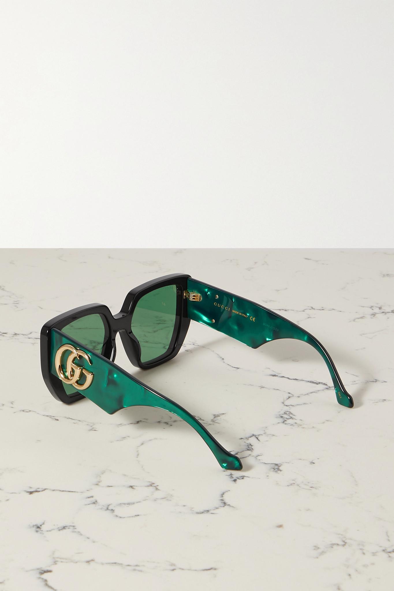 GUCCI Square-Frame Glass And Acetate Sunglasses in BLACK | Endource