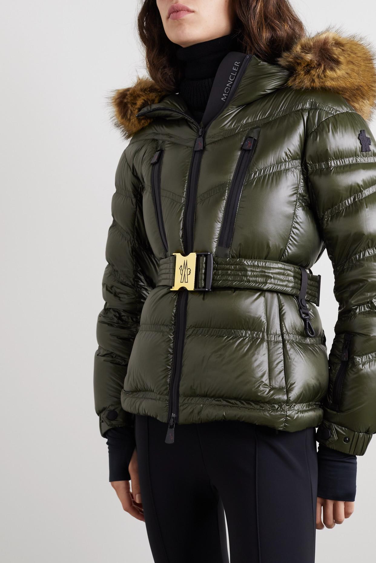 3 MONCLER GRENOBLE Bernin Hooded Faux Fur-trimmed Quilted Ripstop Down  Jacket in Green | Lyst