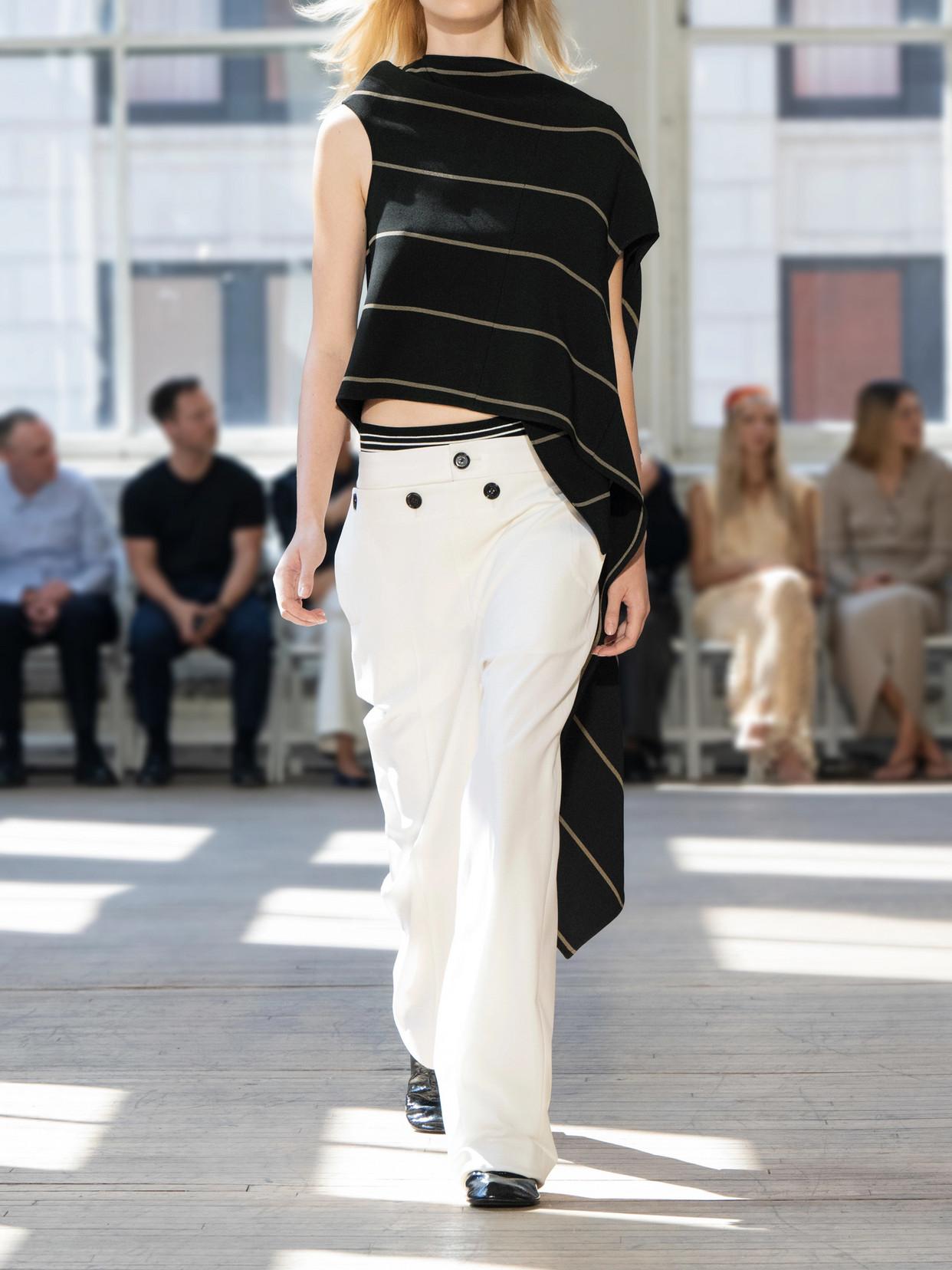 Proenza Schouler Sutton Button-Detailed Asymmetric Paneled Striped - Main Image