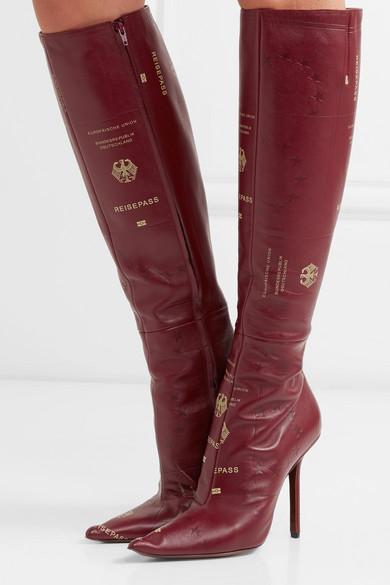Vetements 110 Passport Print Leather Boots in Claret (Red) | Lyst