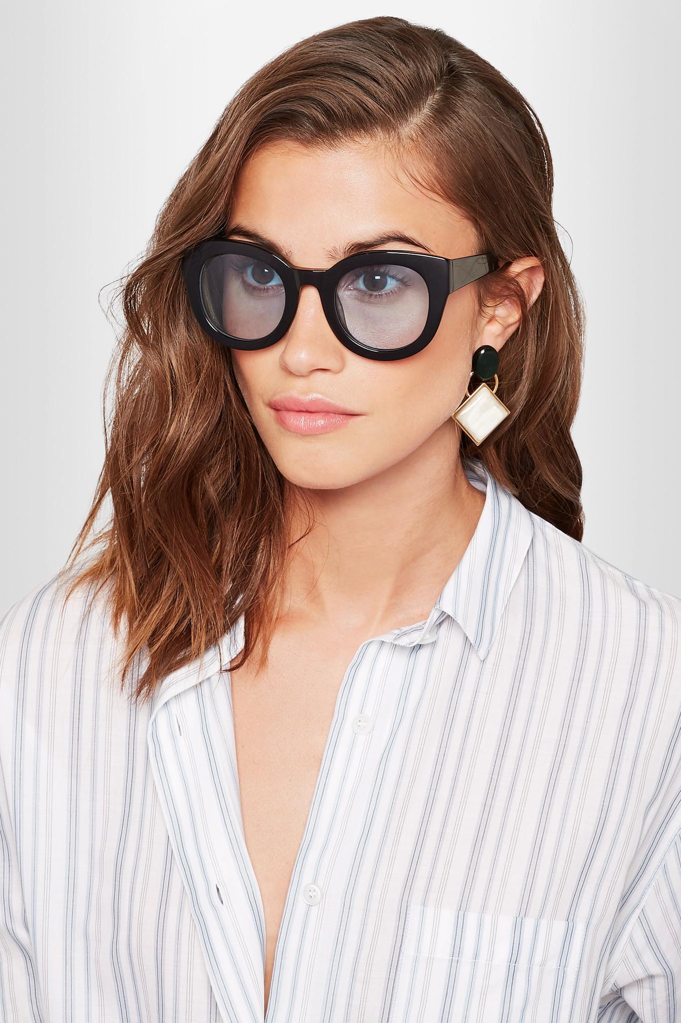 Ganni Fay Round-frame Acetate Sunglasses in Black - Lyst