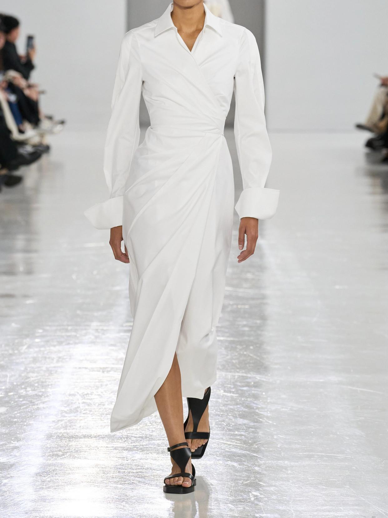 Max Mara Cotton-Blend Poplin Midi Wrap Shirt Dress in White Lyst UK