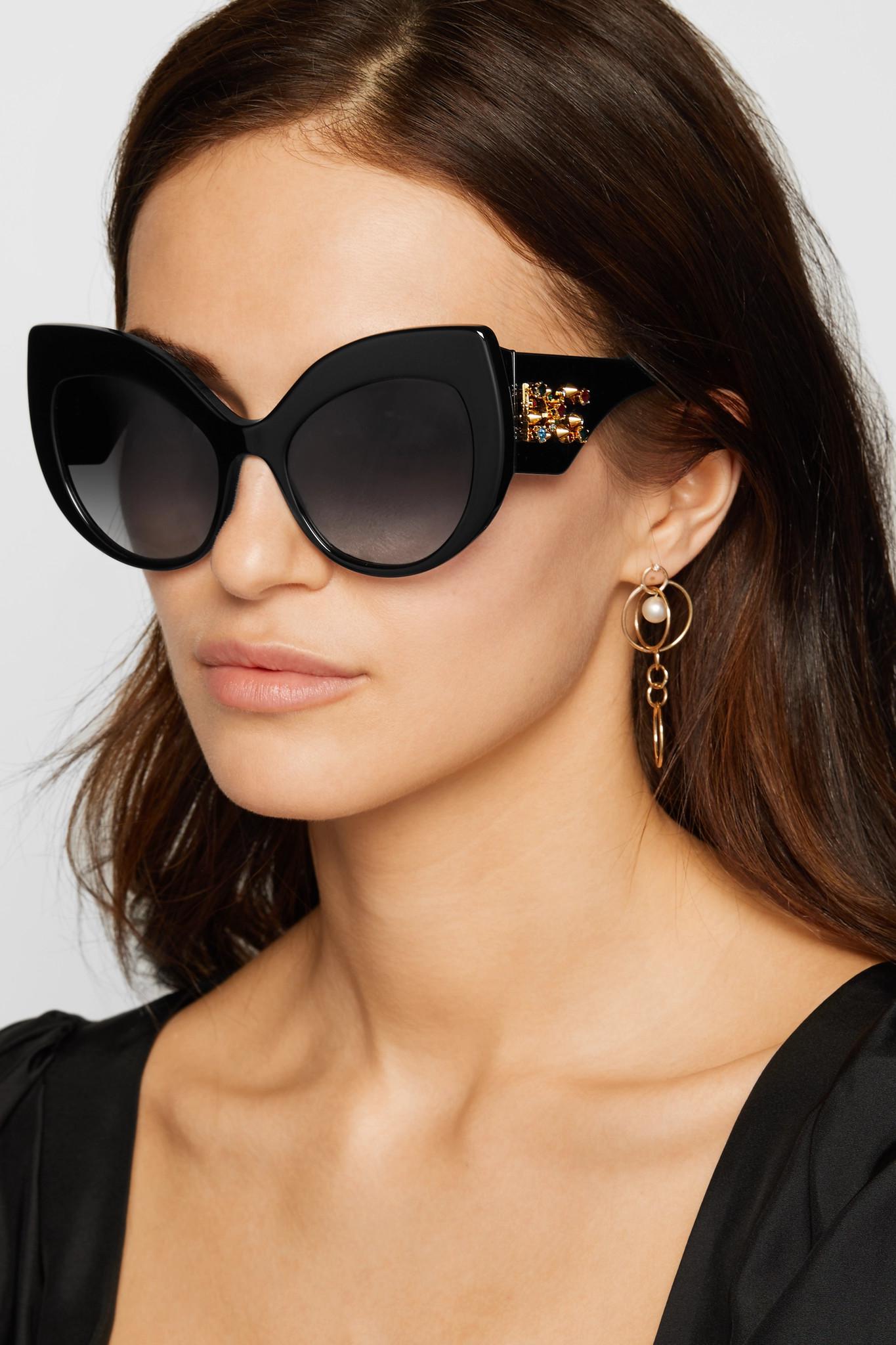 Dolce And Gabbana Crystal Embellished Cat Eye Acetate