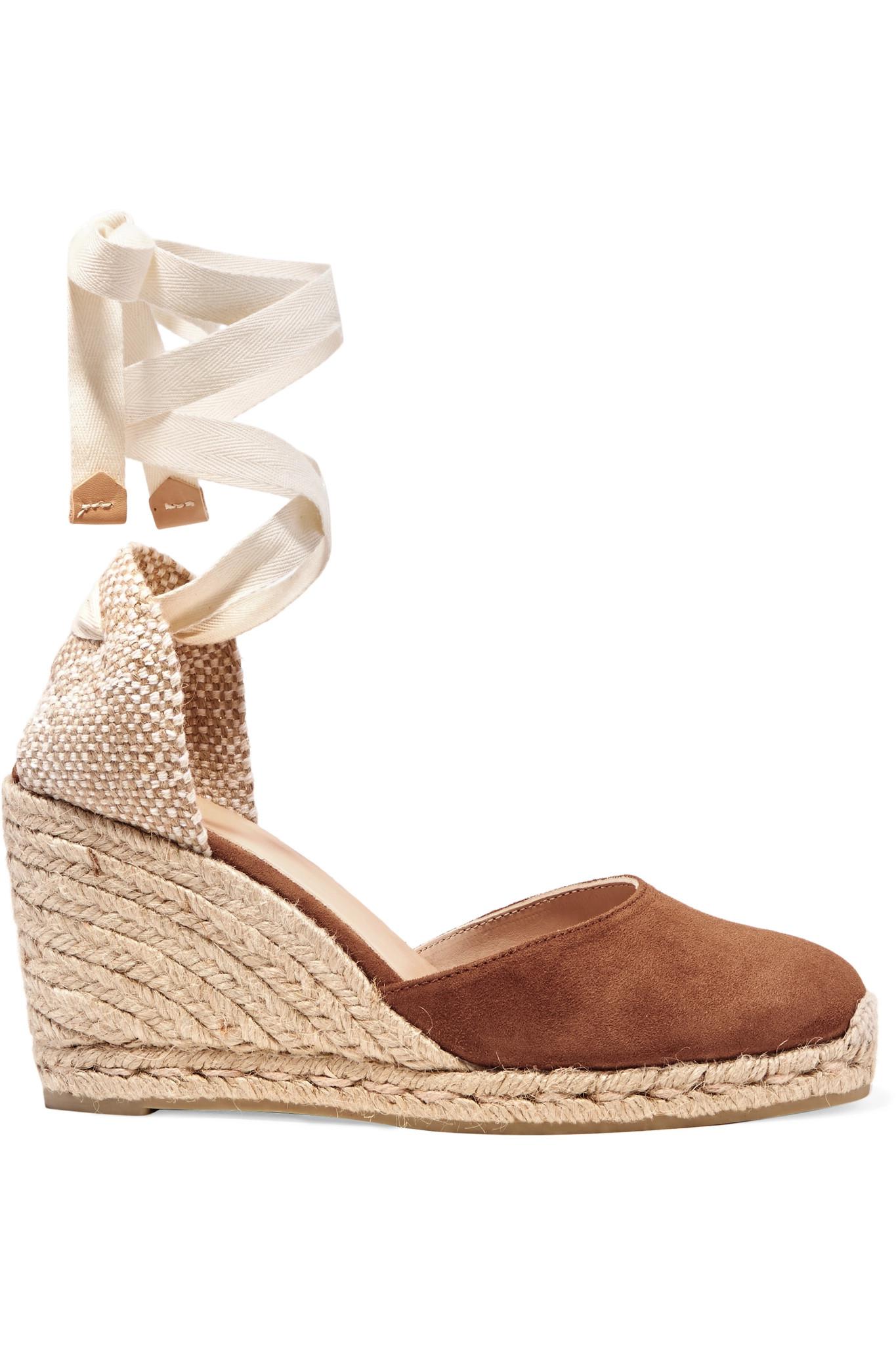 Castañer Carina 80 Suede Wedge Espadrilles in Brown | Lyst