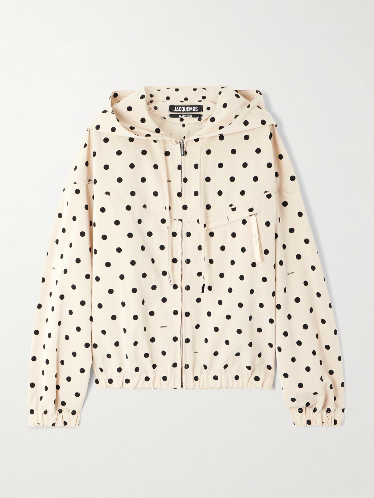 Jacquemus Blouson Bateau Hooded Polka-Dot Shell Jacket in
