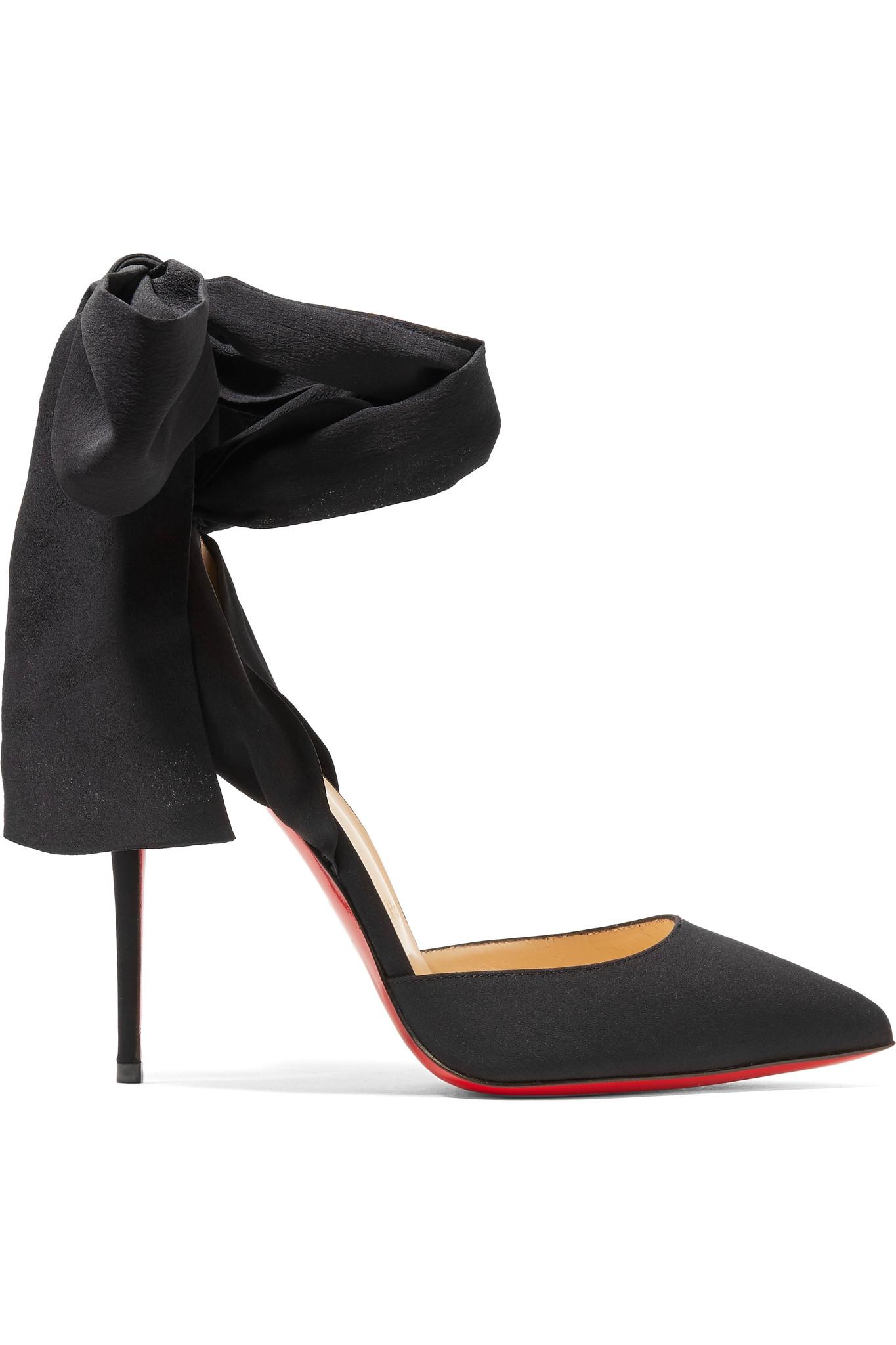 Christian Louboutin Douce Du Desert 100 Crepe De Chine Pumps in Black | Lyst