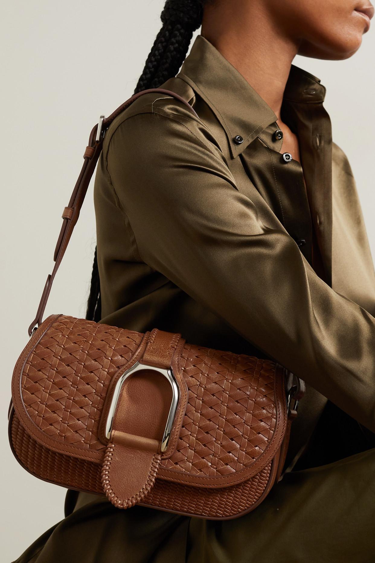 Ralph Lauren Collection Wellington Woven Leather Shoulder Bag in Brown |  Lyst