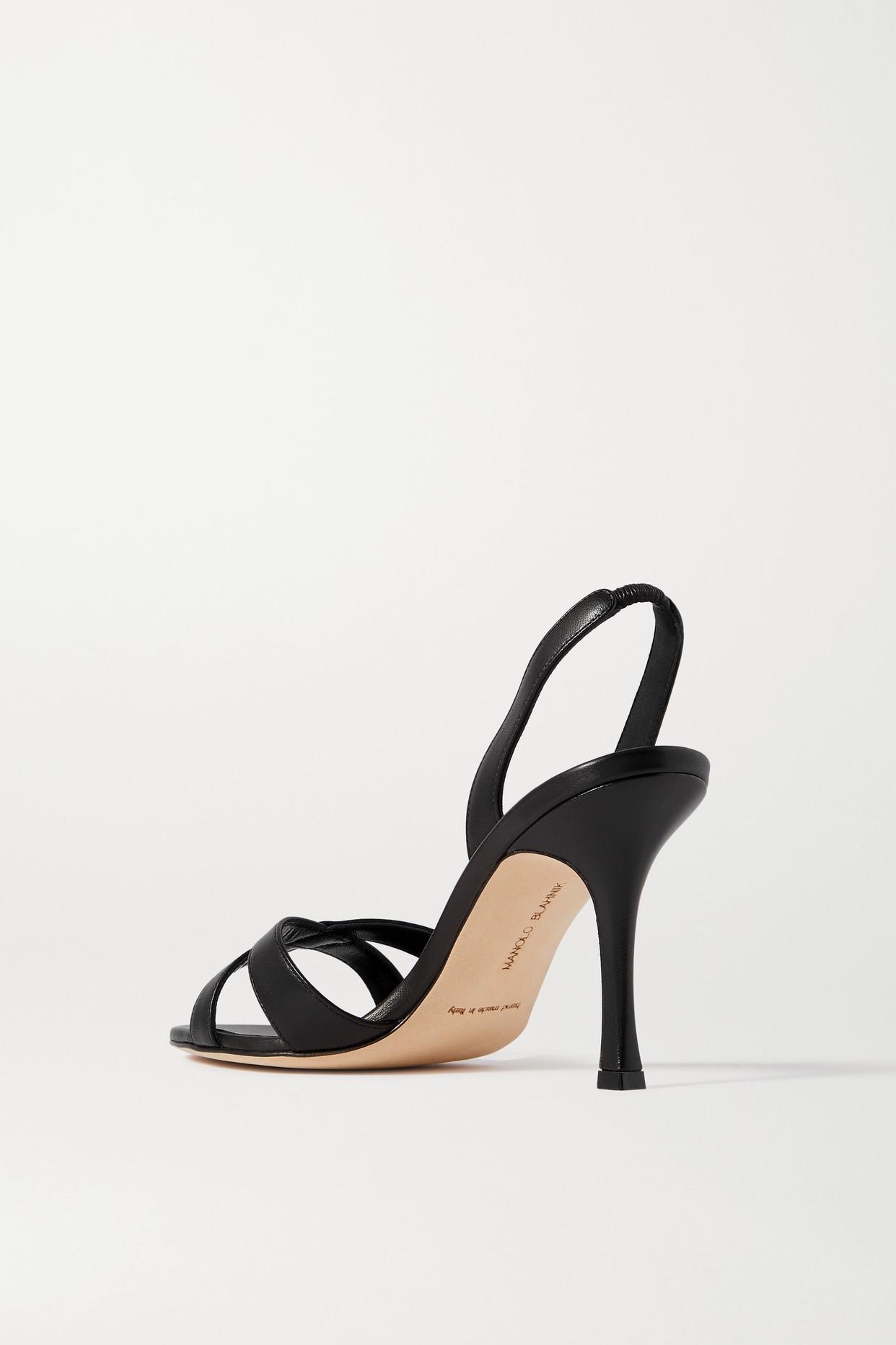 To contaminate Fruity shower Manolo Blahnik Callasli 90 Leather Slingback Sandals in Black | Lyst