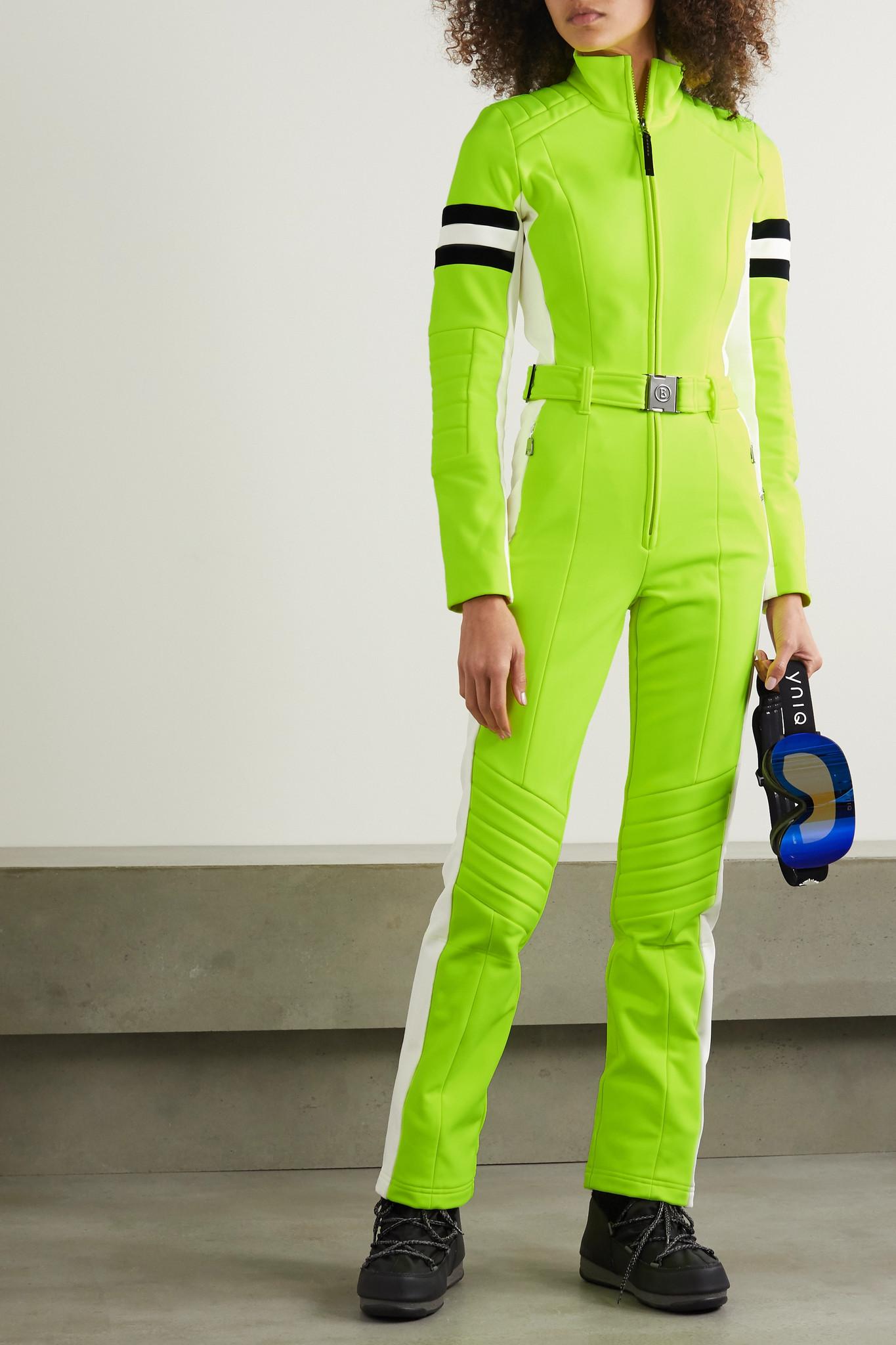 neon ski suit
