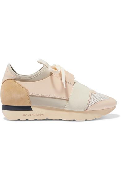 Balenciaga Race Runner Leather, Suede, Mesh And Neoprene