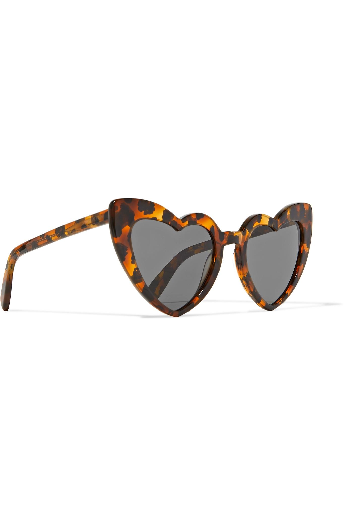 Saint Laurent Loulou Heart-shaped Leopard-print Tortoiseshell Acetate  Sunglasses in Brown | Lyst