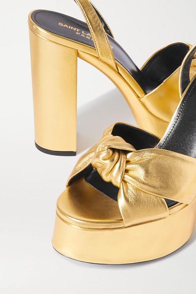 Saint Laurent Bianca Knot Metallic Leather Platform Sandal Saint Laurent Bianca Knot Metallic Leather Platform Sandal