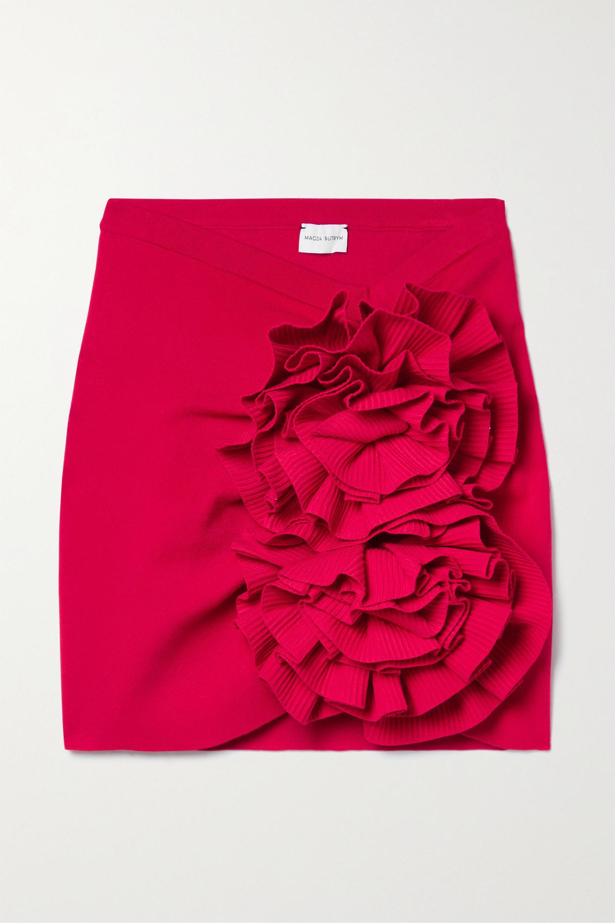 Magda Butrym Appliquéd Stretch-knit Mini Skirt in Red | Lyst