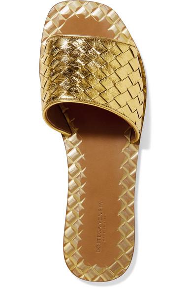 bottega veneta slippers gold