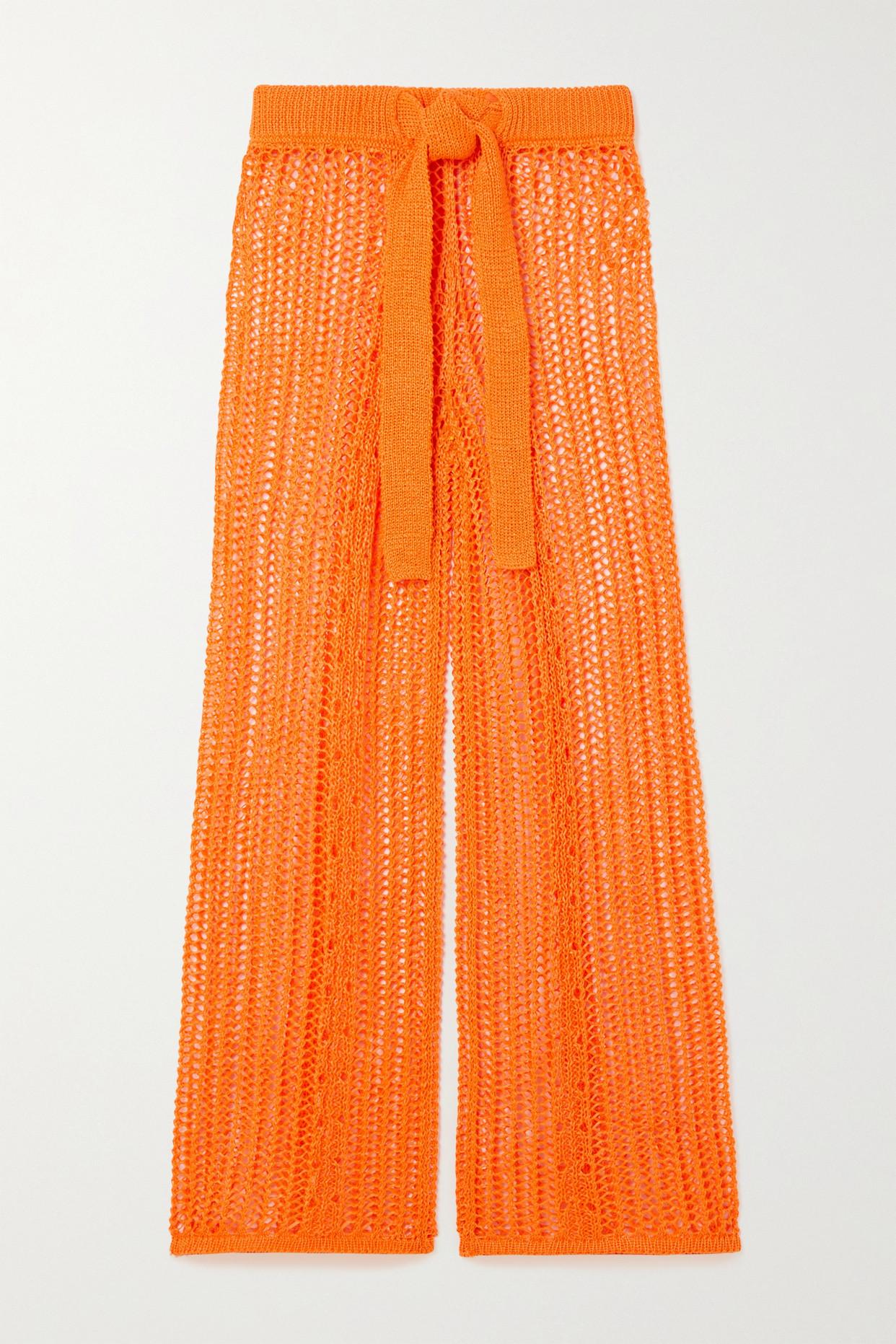 Cult Gaia Aadya Crochetknit Wideleg Pants in Orange Lyst