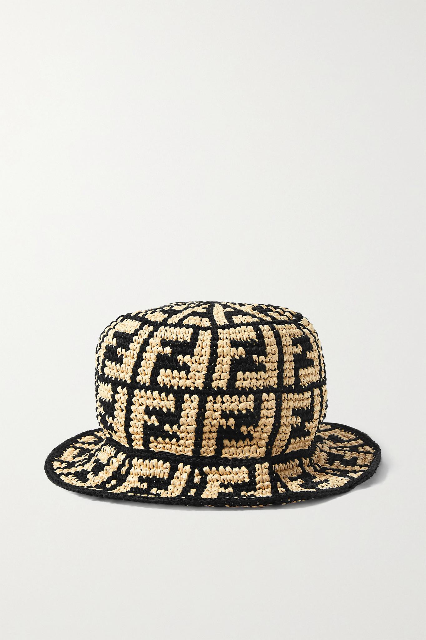 Fendi Faux Straw Bucket Hat in Natural 