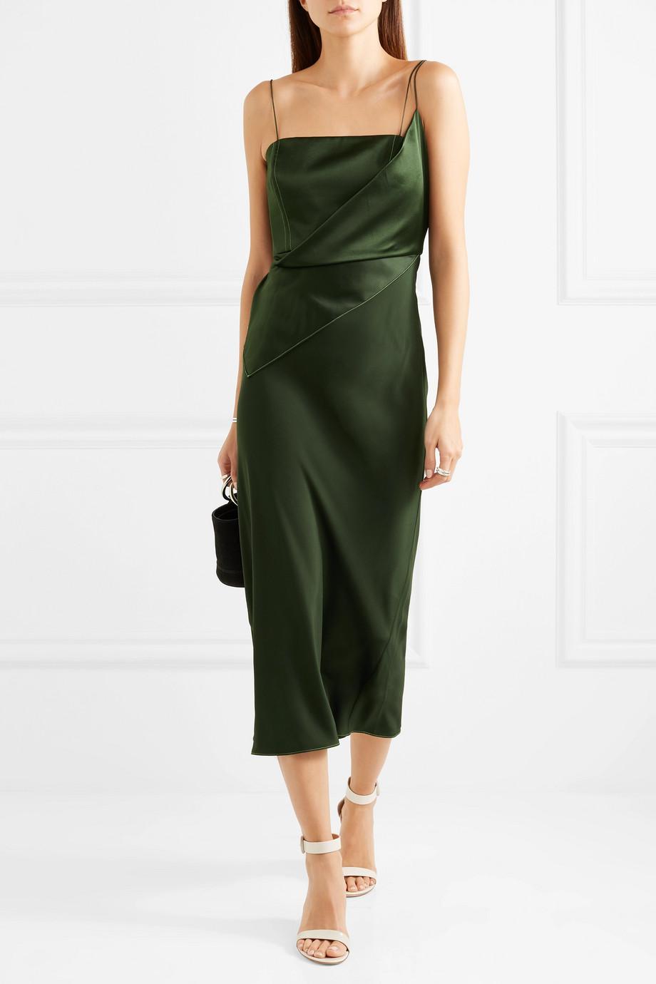 Lyst - Topshop Unique Silk-satin Midi Dress in Green