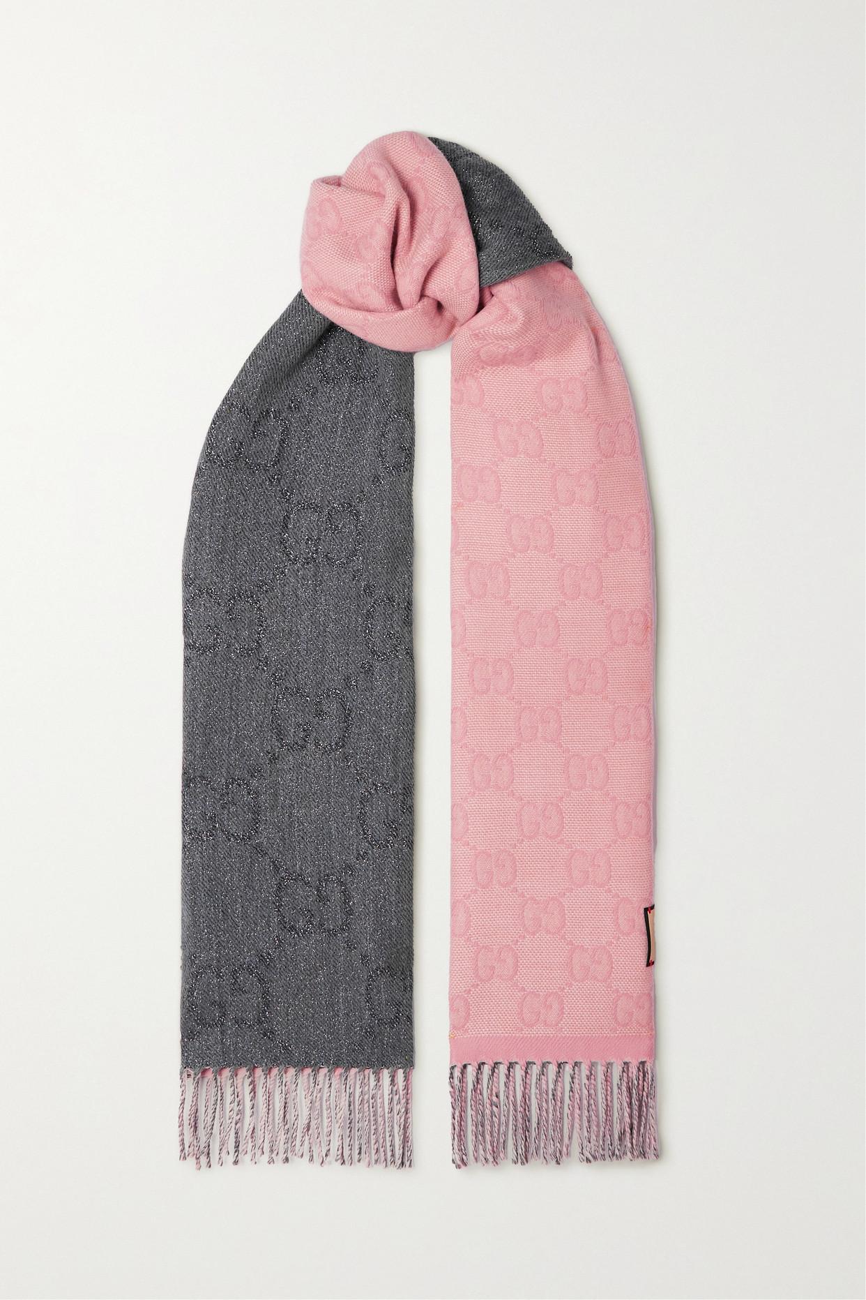 Guggenheim Museum Discipline snorkel Gucci Fringed Metallic Wool-blend Scarf in Pink | Lyst