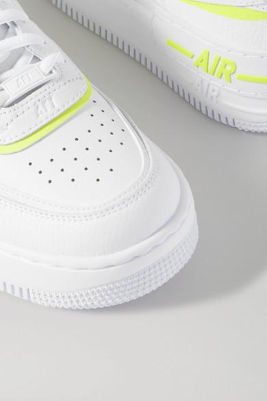 Nike Air Force 1 Shadow Neon Leather Sneakers in White | Lyst