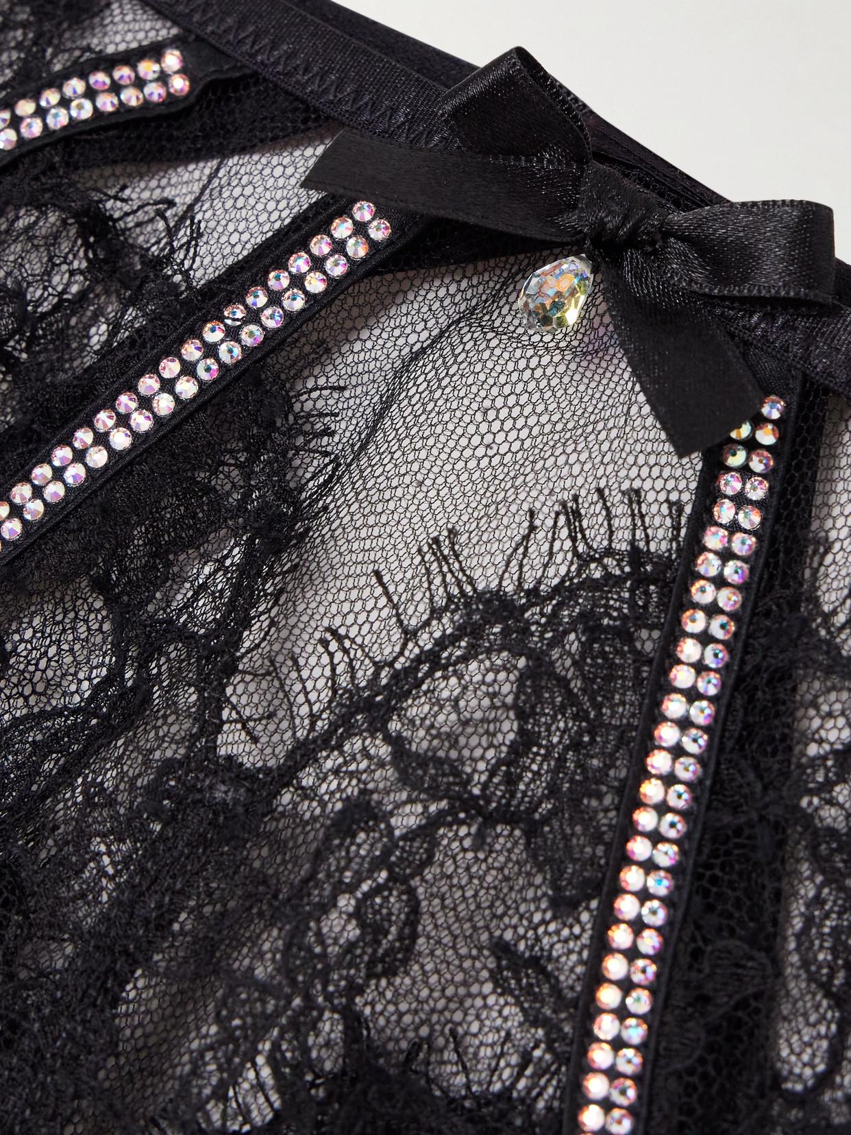 AGENT PROVOCATEUR Caitriona crystal-embellished satin-trimmed lace