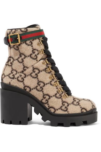Gucci GG Wool Ankle Boot in Brown | Lyst
