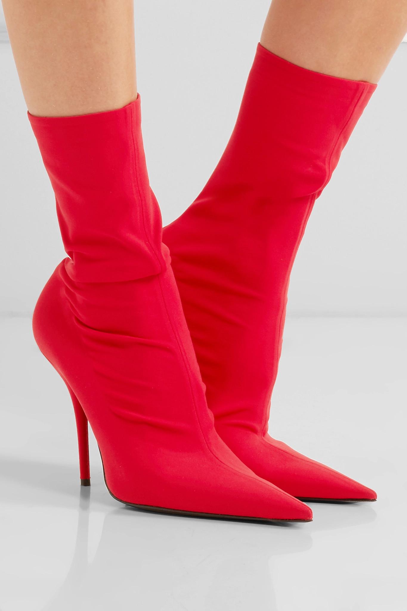 Balenciaga Stretch-jersey Ankle Boots in Red - Lyst
