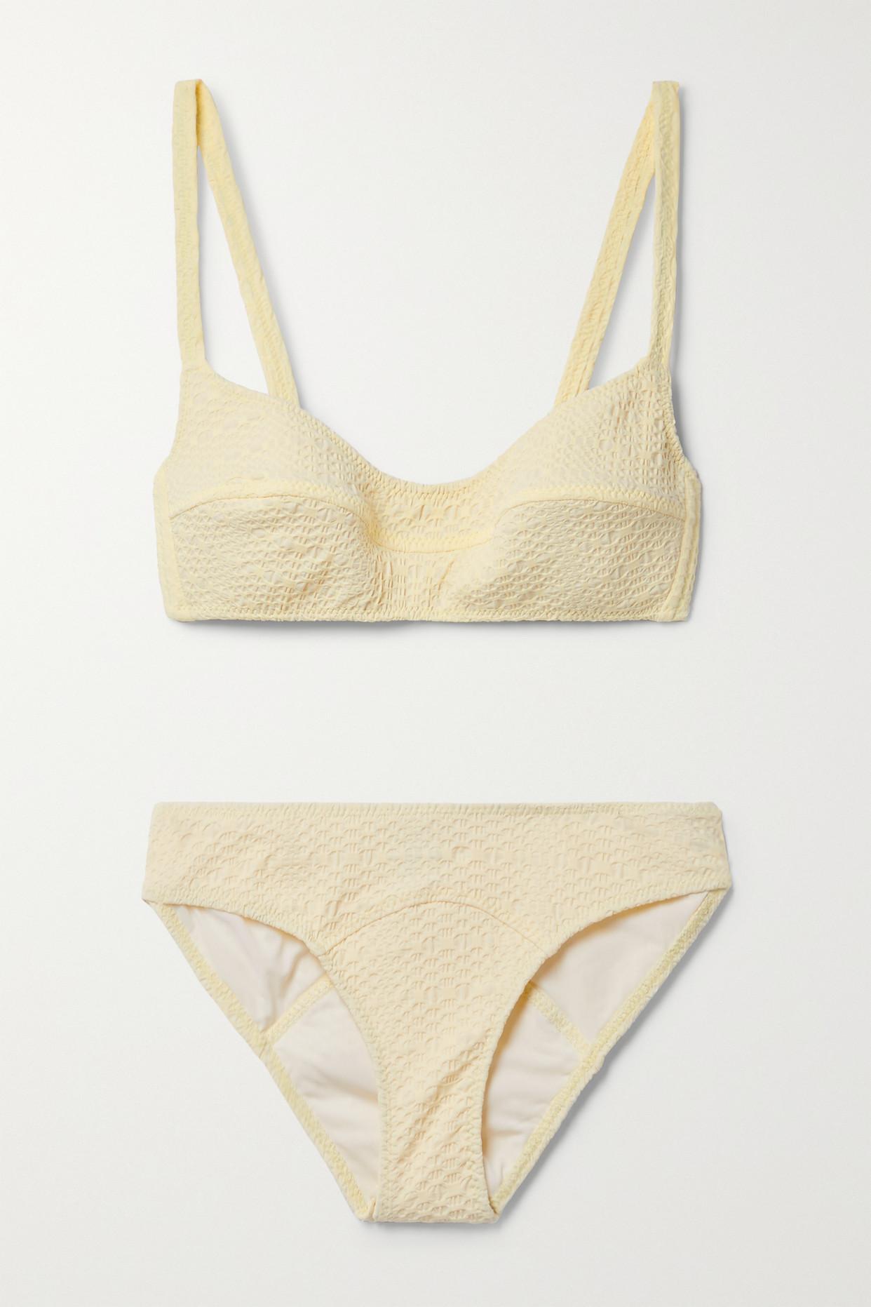 Lisa Marie Fernandez + Net Sustain Seersucker Bikini in White | Lyst