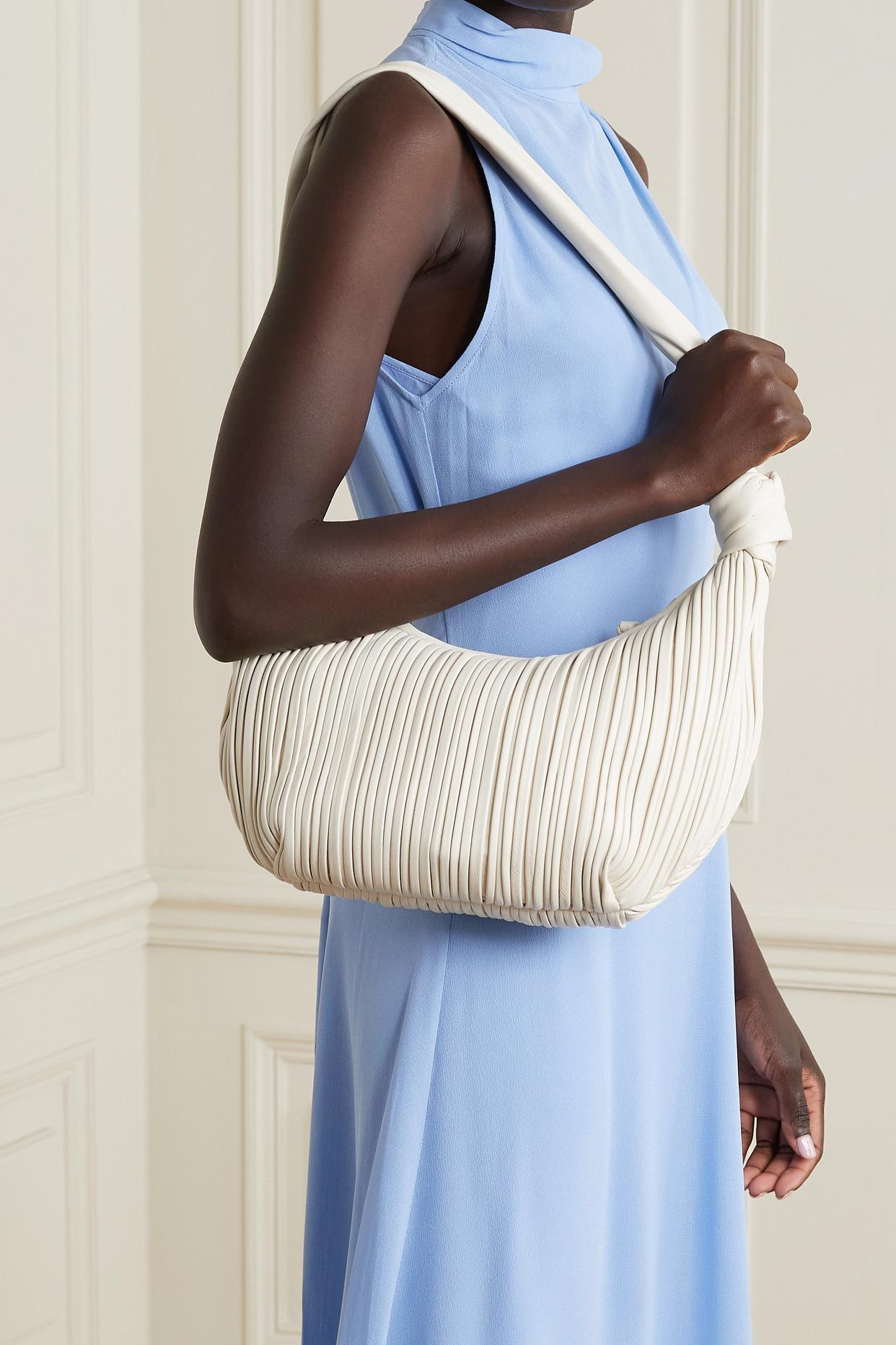 Neous Neptune Knotted Pleated Leather Shoulder Bag in Natural Lyst