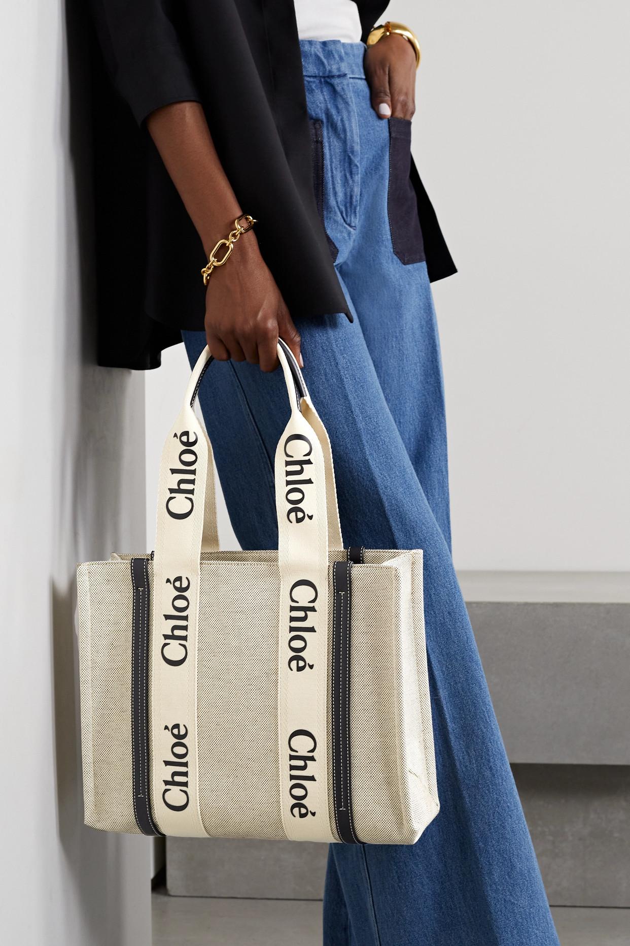 chloe woody large canvas tote